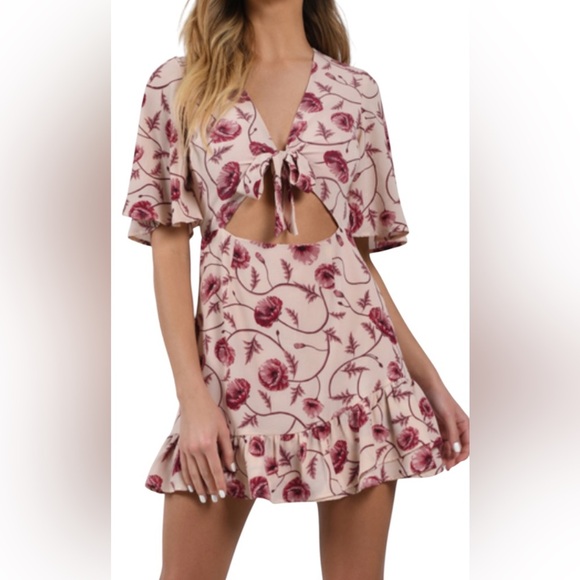 Floral Tie-Front Dress - Picture 1 of 14